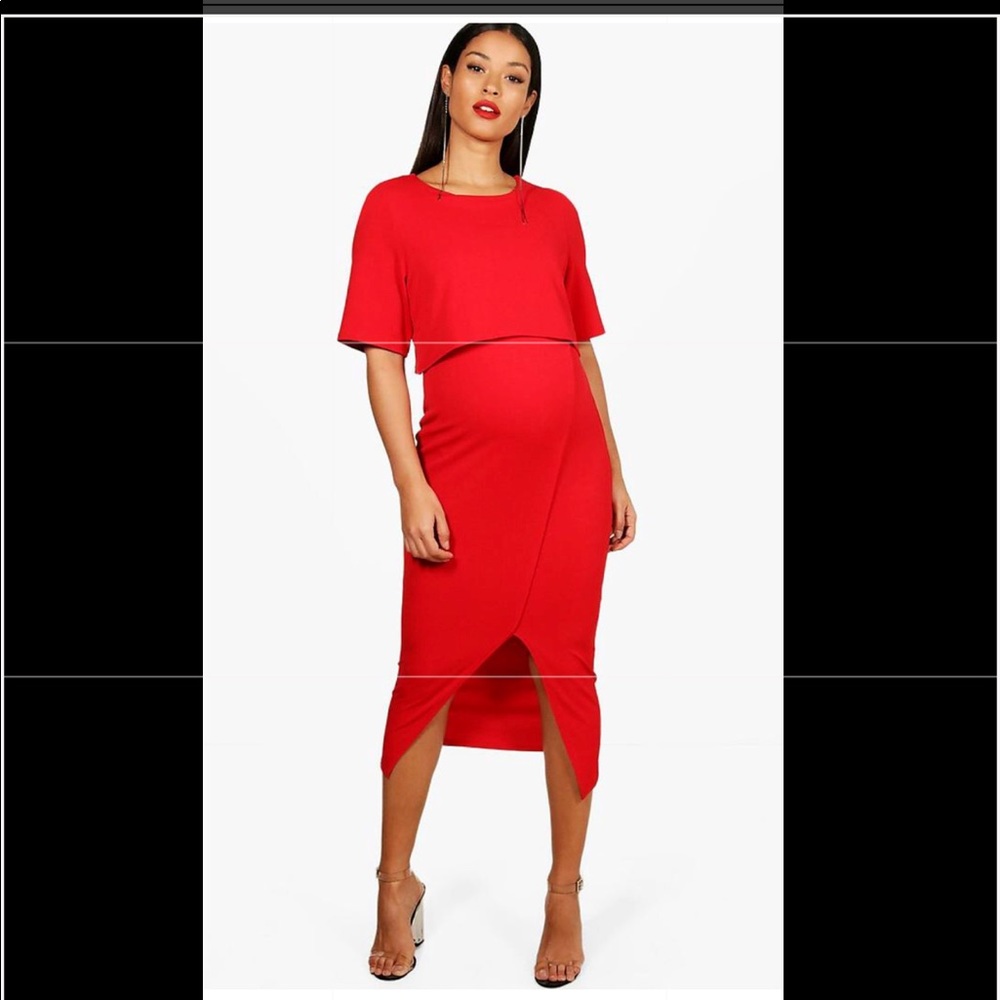 Red Midi Maternity Dress! Never worn.
